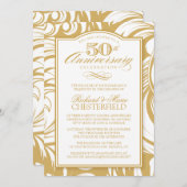 50e anniversaire Fancy Golden Invitation (Devant / Derrière)