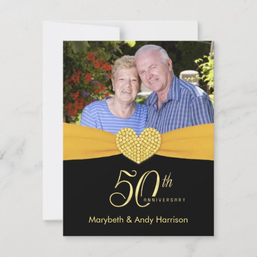50e anniversaire - Faux Pocket Photo Invitations (Devant)