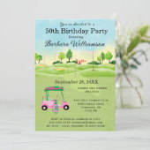 50e Anniversaire Fête Lady Golfer Thème Invitation (Debout devant)