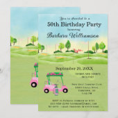 50e Anniversaire Fête Lady Golfer Thème Invitation (Devant / Derrière)
