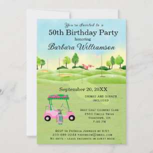 50e Anniversaire Fête Lady Golfer Thème Invitation