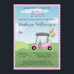 50e Anniversaire Fête Lady Golfer Thème Invitation<br><div class="desc">Cette invitation festive et colorée 50e anniversaire de fête (qui peut facilement être changée pour accueillir n'importe quel âge) a un thème de golf et il est parfait pour ce Golf Gal dans votre vie. Beaucoup à personnaliser pour rendre approprié pour votre propre événement. (REMARQUE : il est facile de...</div>