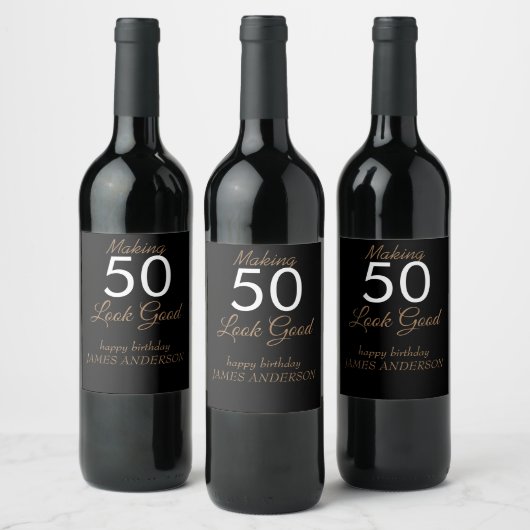 50e anniversaire fête mariage étiquette vin (Bouteilles)