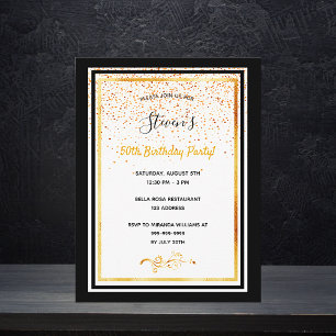 50e anniversaire fête noir blanc or invitation