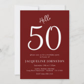 50e Anniversaire Fête Rouge et Blanc Invitation (Devant)