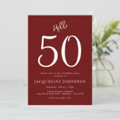 50e Anniversaire Fête Rouge et Blanc Invitation (Debout devant)