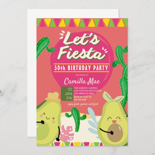 50e anniversaire Fiesta Invitation (Devant / Derrière)
