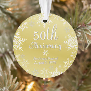 50e Anniversaire Flocons de Neige Mariage Or Perso