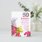 50e anniversaire floral moderne invitation carte p (Debout devant)