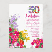 50e anniversaire floral moderne invitation carte p (Devant)
