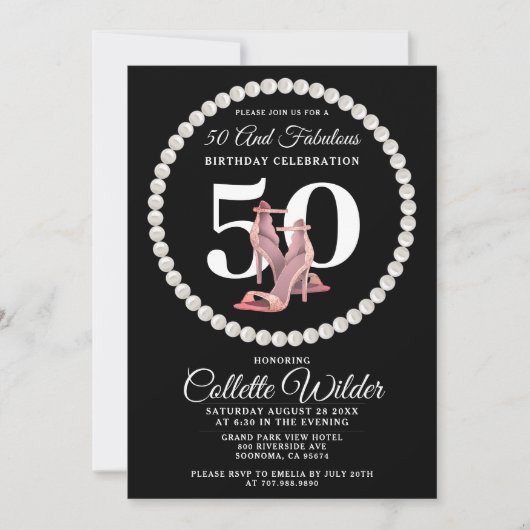 50e anniversaire Gold Black Invitation (Devant)