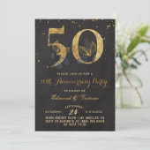 50e anniversaire Gold Floral Invitation (Debout devant)