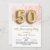 50e anniversaire Gold Floral Invitation (Devant)