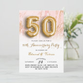 50e anniversaire Gold Floral Invitation (Debout devant)
