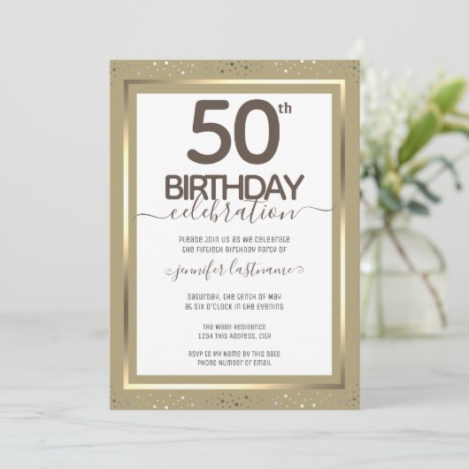 50e anniversaire Gold Formal Invitation (Debout devant)