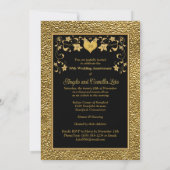 50e anniversaire, Gold Heart Invitation 2 - Noir (Dos)