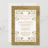 50e anniversaire, Gold Heart Invitation - Blanc (Dos)