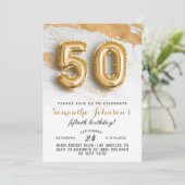 50e anniversaire Gold Marble Invitation (Debout devant)