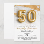 50e anniversaire Gold Marble Invitation (Devant / Derrière)