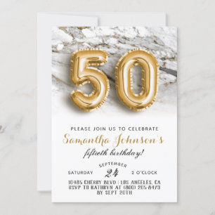 50e anniversaire Gold Marble Invitation