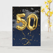 50e Anniversaire Gold Mylar Balloon et carte Confe (Fleur jaune)