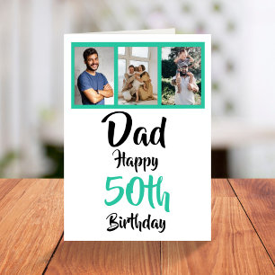 50e anniversaire heureux papa photo collage carte