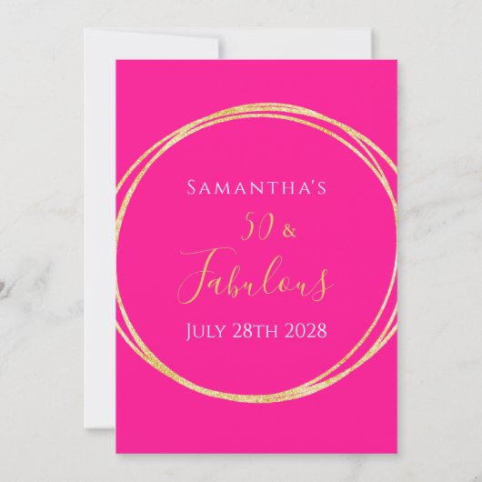 50e anniversaire Hot Pink Gold Invitation Annivers (Dos)