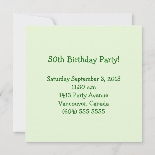 50e anniversaire Invitation (Dos)