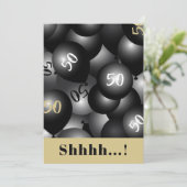 50e anniversaire Invitation à ballons noirs (Debout devant)