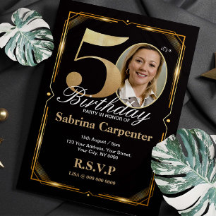 50e anniversaire Invitation Black and Gold