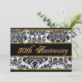 50e anniversaire invitation black damask (Debout devant)