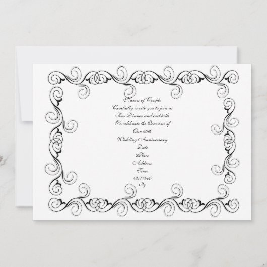 50e anniversaire invitation black damask (Dos)