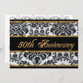 50e anniversaire invitation black damask (Devant / Derrière)