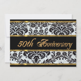 50e anniversaire invitation black damask