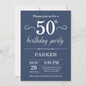 50e anniversaire Invitation Bleu (Devant)