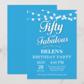 50e Anniversaire Invitation Bleu Fabuleux (Devant / Derrière)