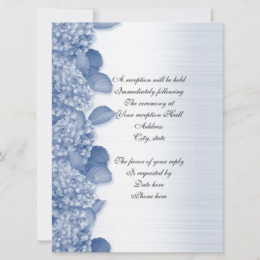 50e anniversaire invitation bleu hydrangée (Dos)