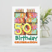 50e anniversaire Invitation Bougies et cadeaux (Debout devant)