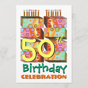 50e anniversaire Invitation Bougies et cadeaux