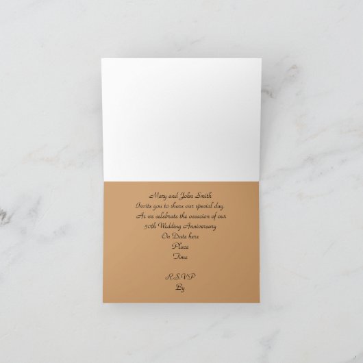 50E anniversaire invitation carte or satin (Intérieur)