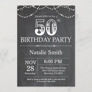50e anniversaire Invitation Chalkboard lumières