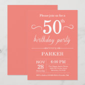 50e anniversaire Invitation Coral (Devant / Derrière)