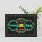 50E ANNIVERSAIRE INVITATION DE FÊTE - NEON LIGHTS (Debout devant)