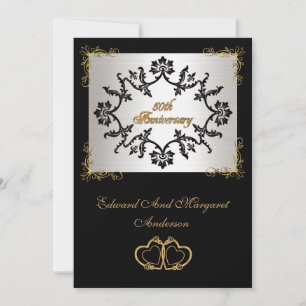 50e anniversaire invitation de fête noir et blanc.