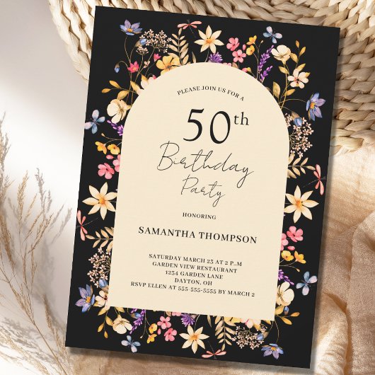 50e anniversaire Invitation de Fleurs sauvages flo