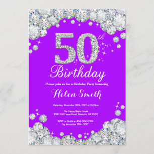 50e anniversaire Invitation Diamant violet et arge
