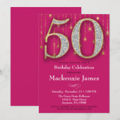 50e anniversaire Invitation Diamants d'or rose Adu (Devant / Derrière)