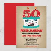 50e anniversaire Invitation drôle gâteau Décontrac (Devant / Derrière)