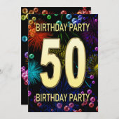 50e anniversaire Invitation fête feux d'artifice (Devant / Derrière)