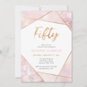 50e anniversaire Invitation Geo rose et or (Devant)